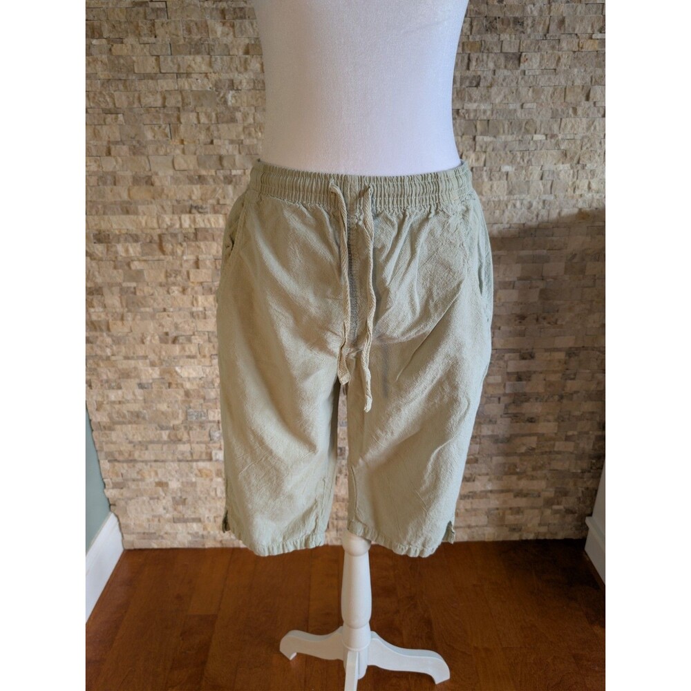 Vintage Ragtop Tan 100% Cotton High Rise 11" Inseam Elastic Waist Shorts Sz S